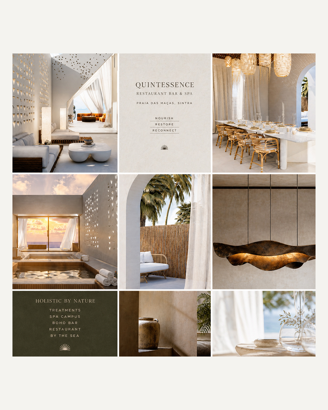Natural tones and organic silhouettes with textured plaster, terracotta accents, woven wicker, and light timber details